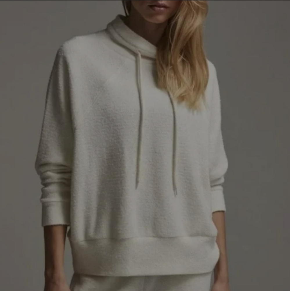 Varley "Maceo" Ivory Mock Neck Textured Sweatshirt Size S